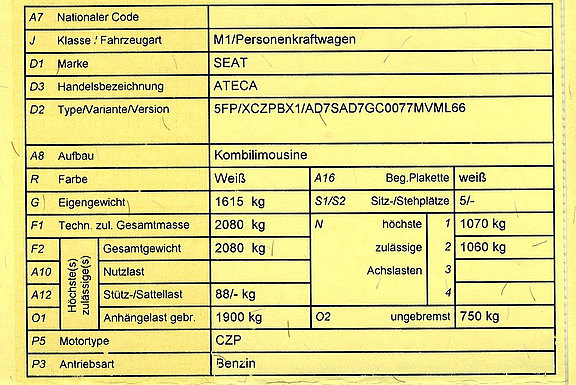 Die Zulassungsbescheinigung