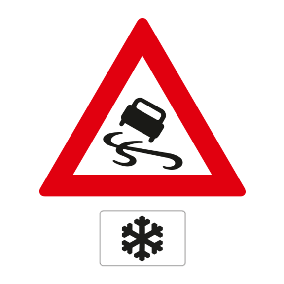 Bei Schnee oder Eis auf der Fahrbahn