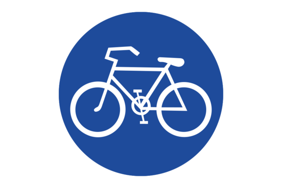 Rundes blaues Schild mit einem Fahrrad