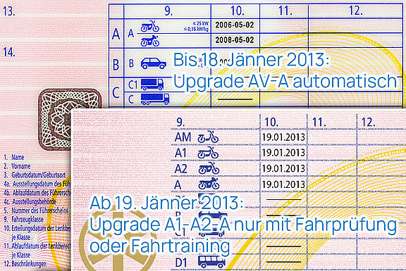 Zwei Führerschein-Scheckkarten von hinten